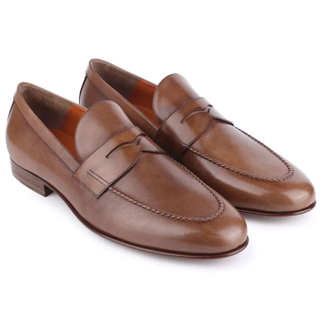 Men´s caramel leather penny loafers