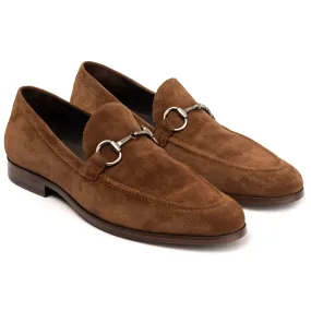Men's Tan Suede Buckle Slip-On Loafers Shoes