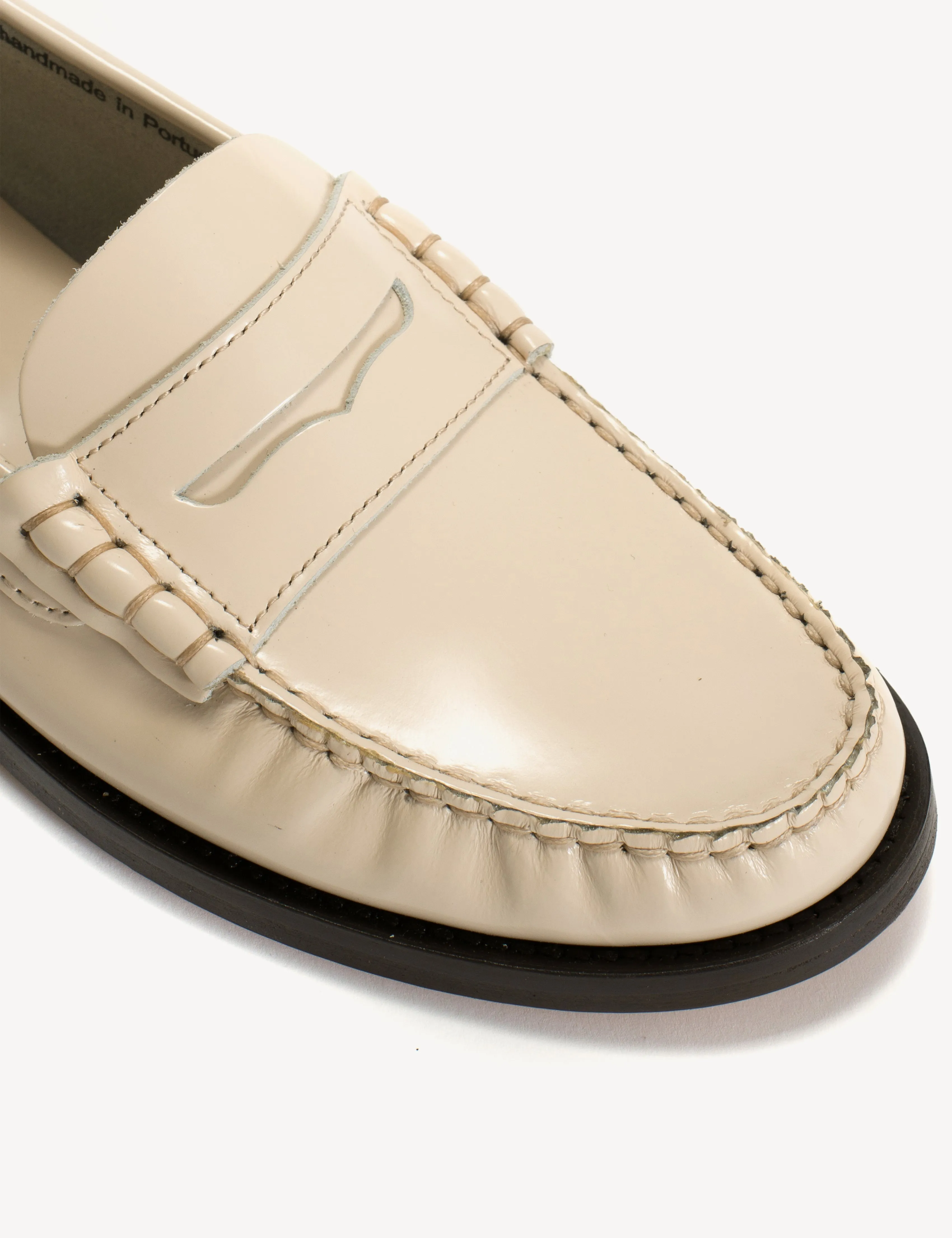 Moccasin Penny Loafer In Bone White Polido Leather
