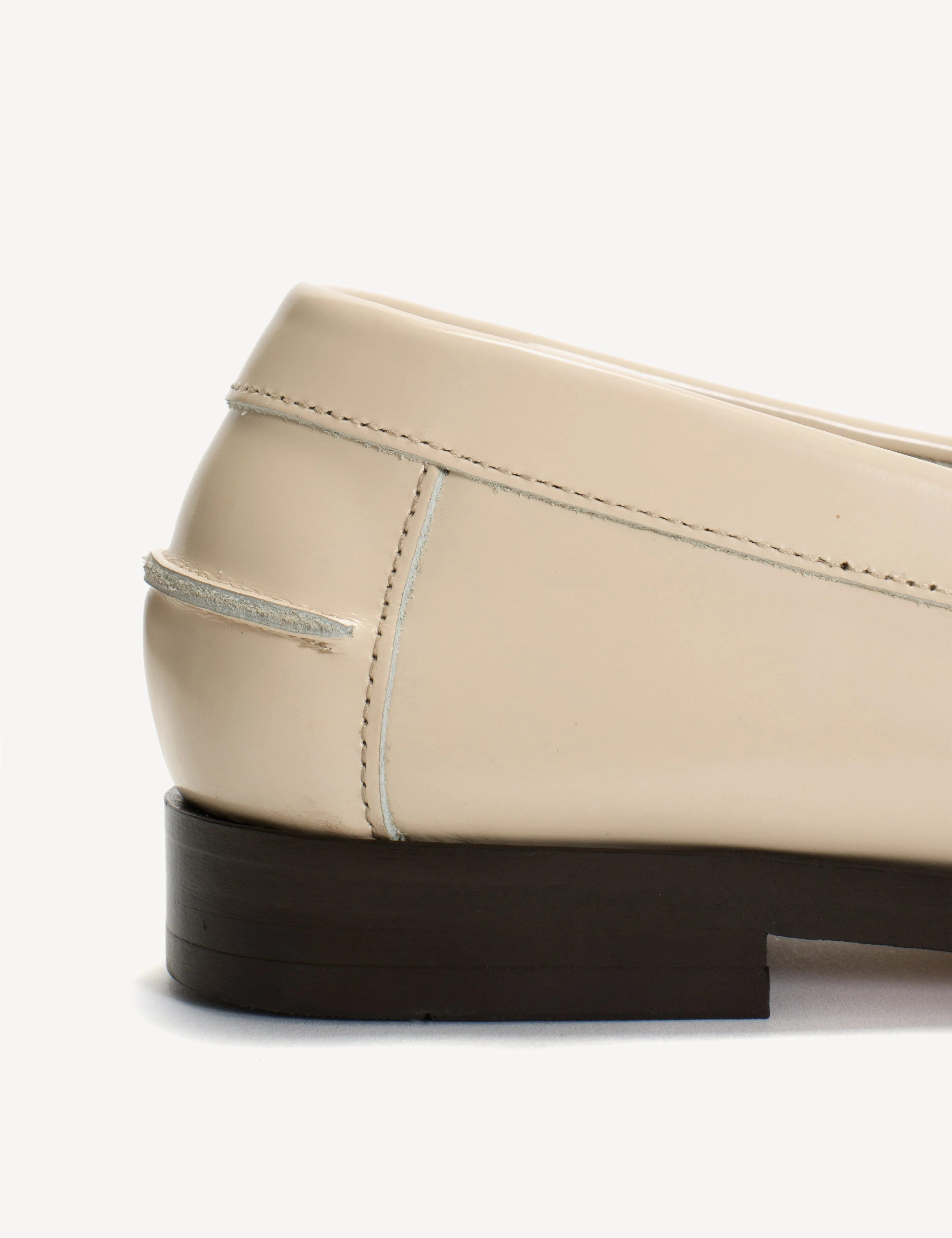 Moccasin Penny Loafer In Bone White Polido Leather