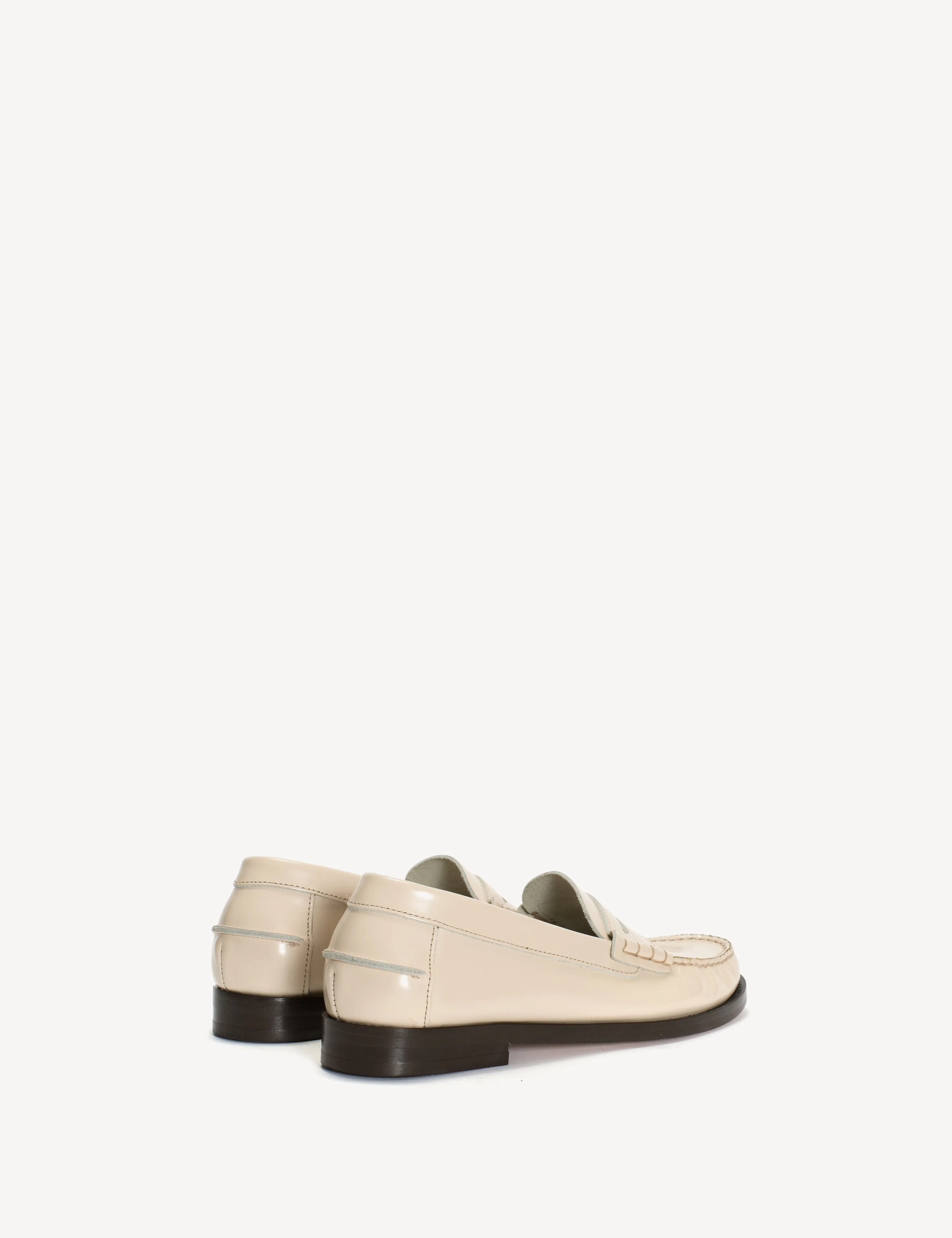 Moccasin Penny Loafer In Bone White Polido Leather