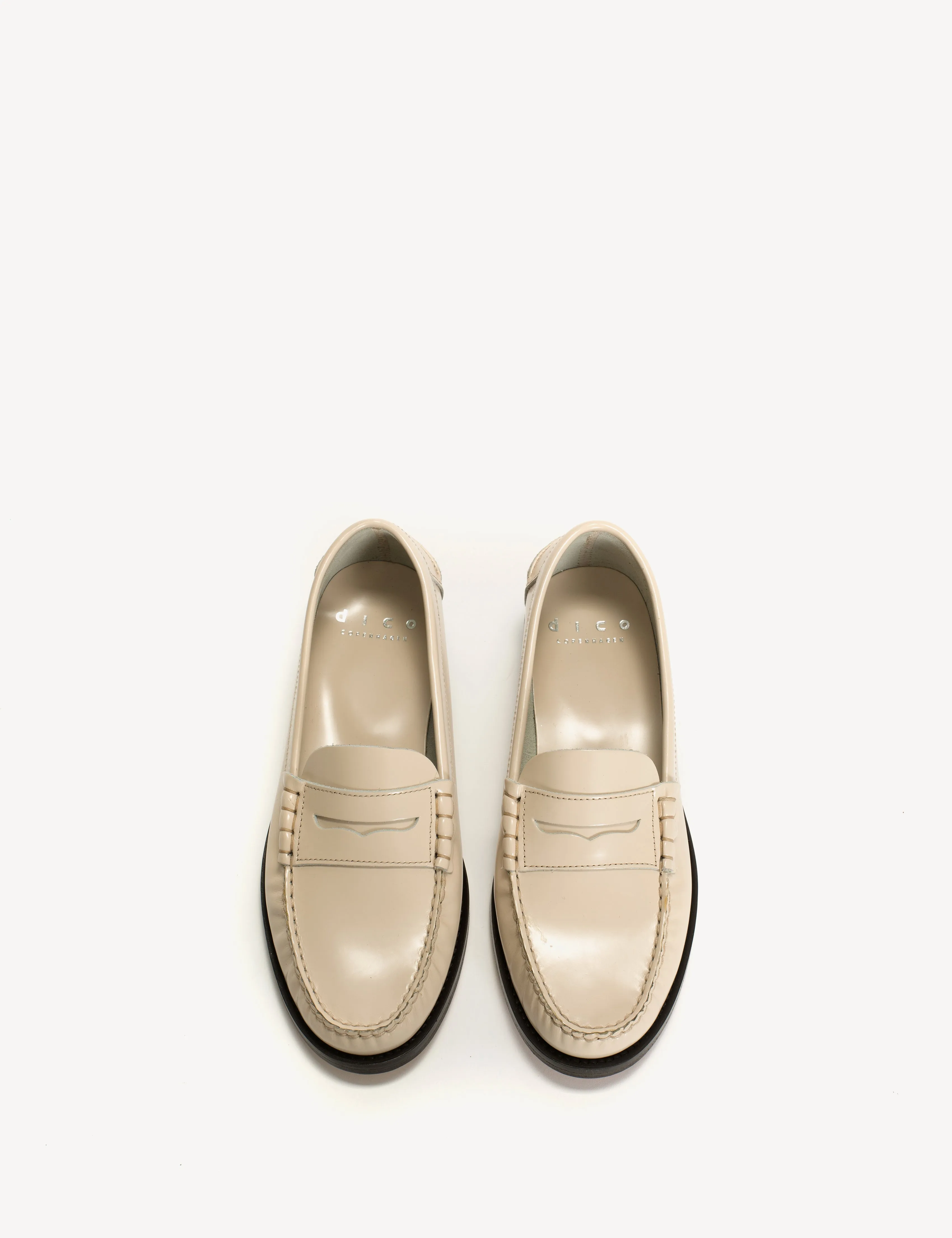 Moccasin Penny Loafer In Bone White Polido Leather