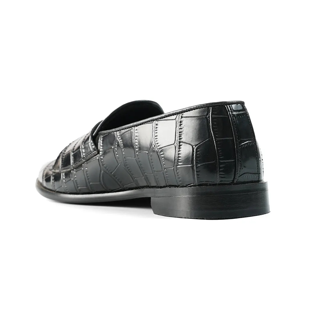 Monkstory Eclecta Croco Side Hook Slip Ons - Black