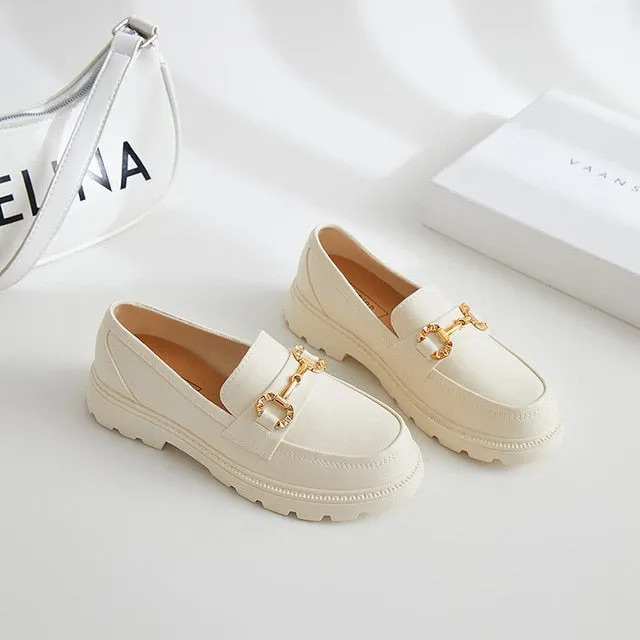 New Platform Heels British Style Autumn Women Loafers Shoes