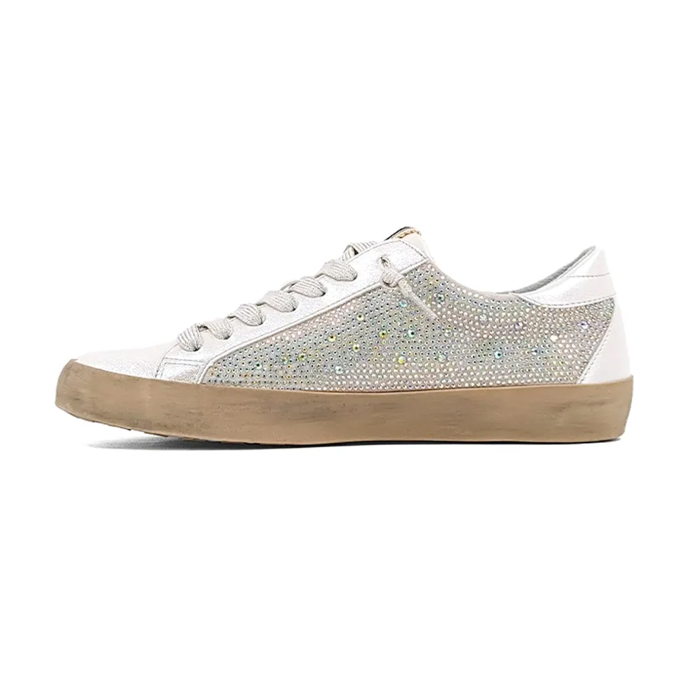 Paula Rhinestone Metallic Lace Up Sneakers