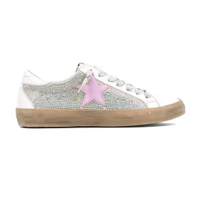 Paula Rhinestone Metallic Lace Up Sneakers