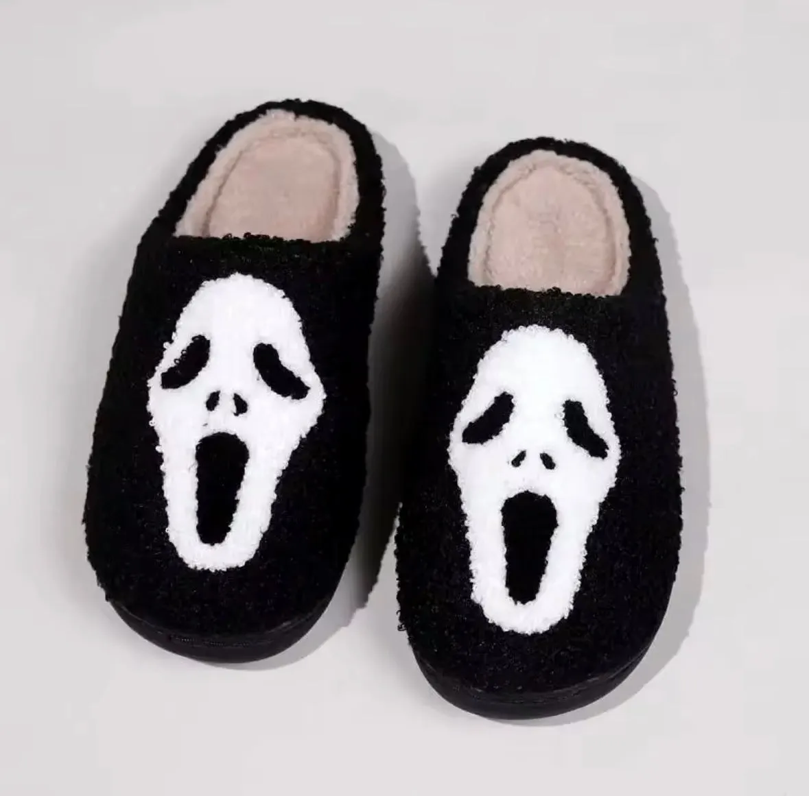 Plush Skull/Ghost Slippers - Halloween