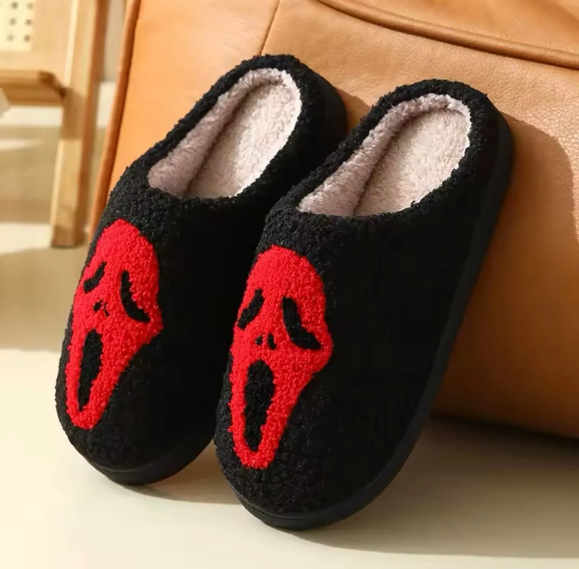 Plush Skull/Ghost Slippers - Halloween
