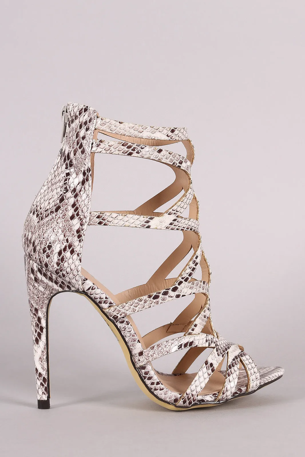 Python Strappy Caged Stiletto Heel