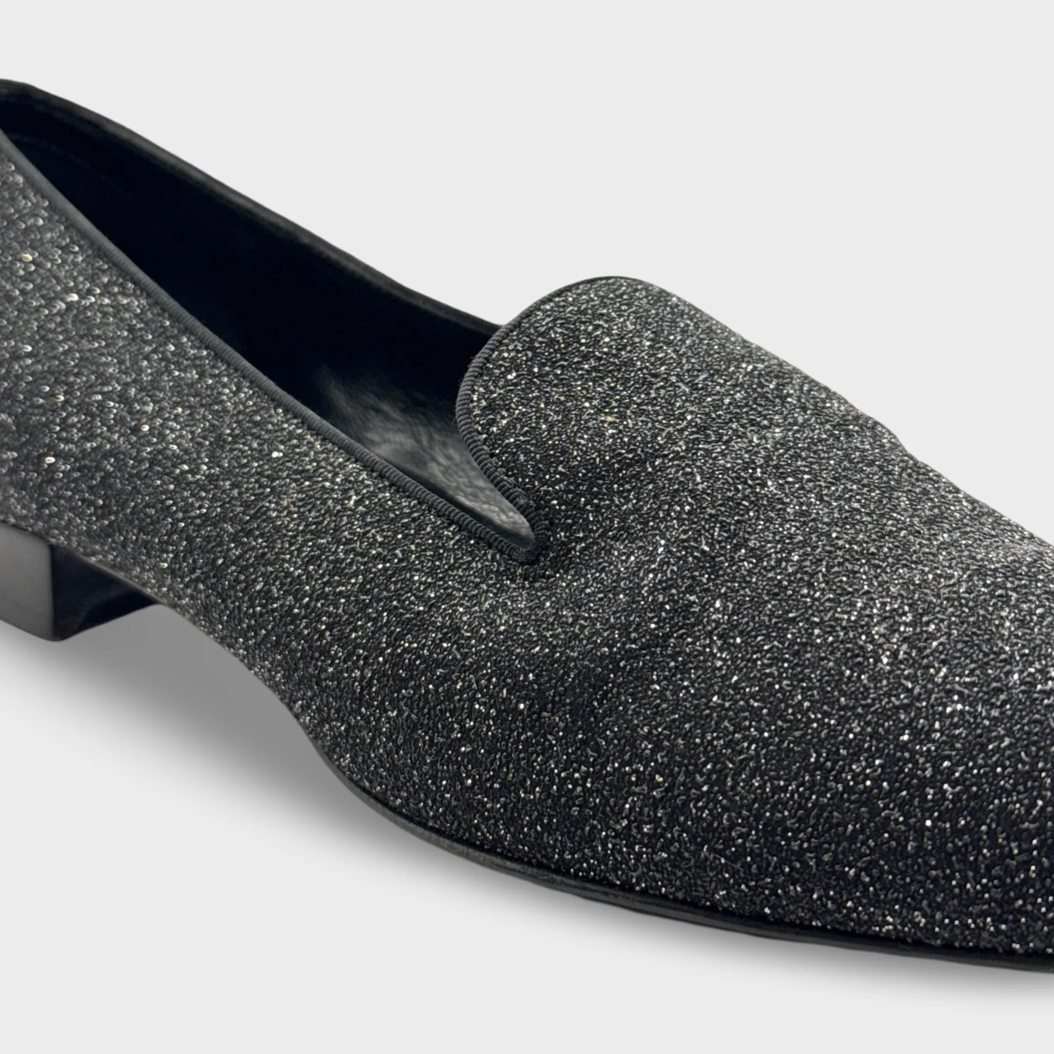 Saint Laurent Women's Black Glitter Loafers