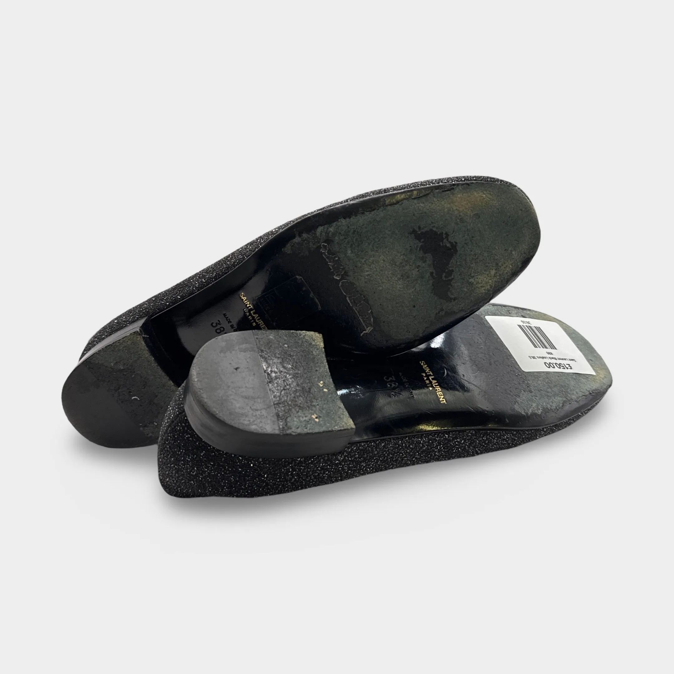 Saint Laurent Women's Black Glitter Loafers