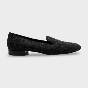 Saint Laurent Women's Black Glitter Loafers