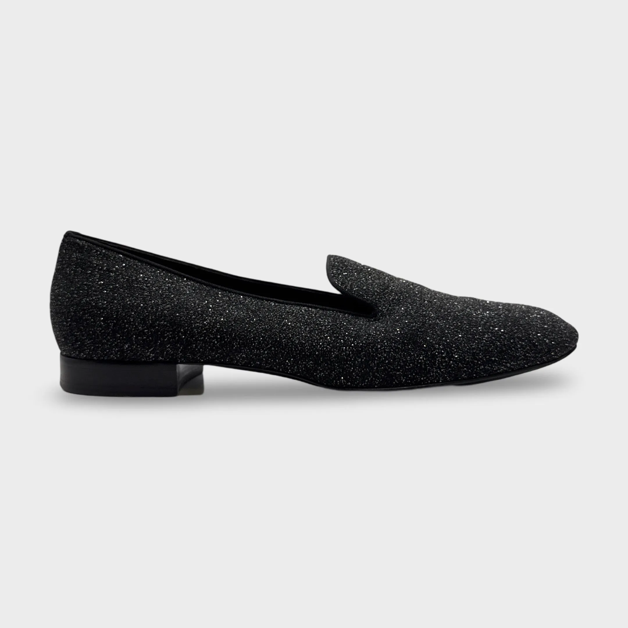 Saint Laurent Women's Black Glitter Loafers