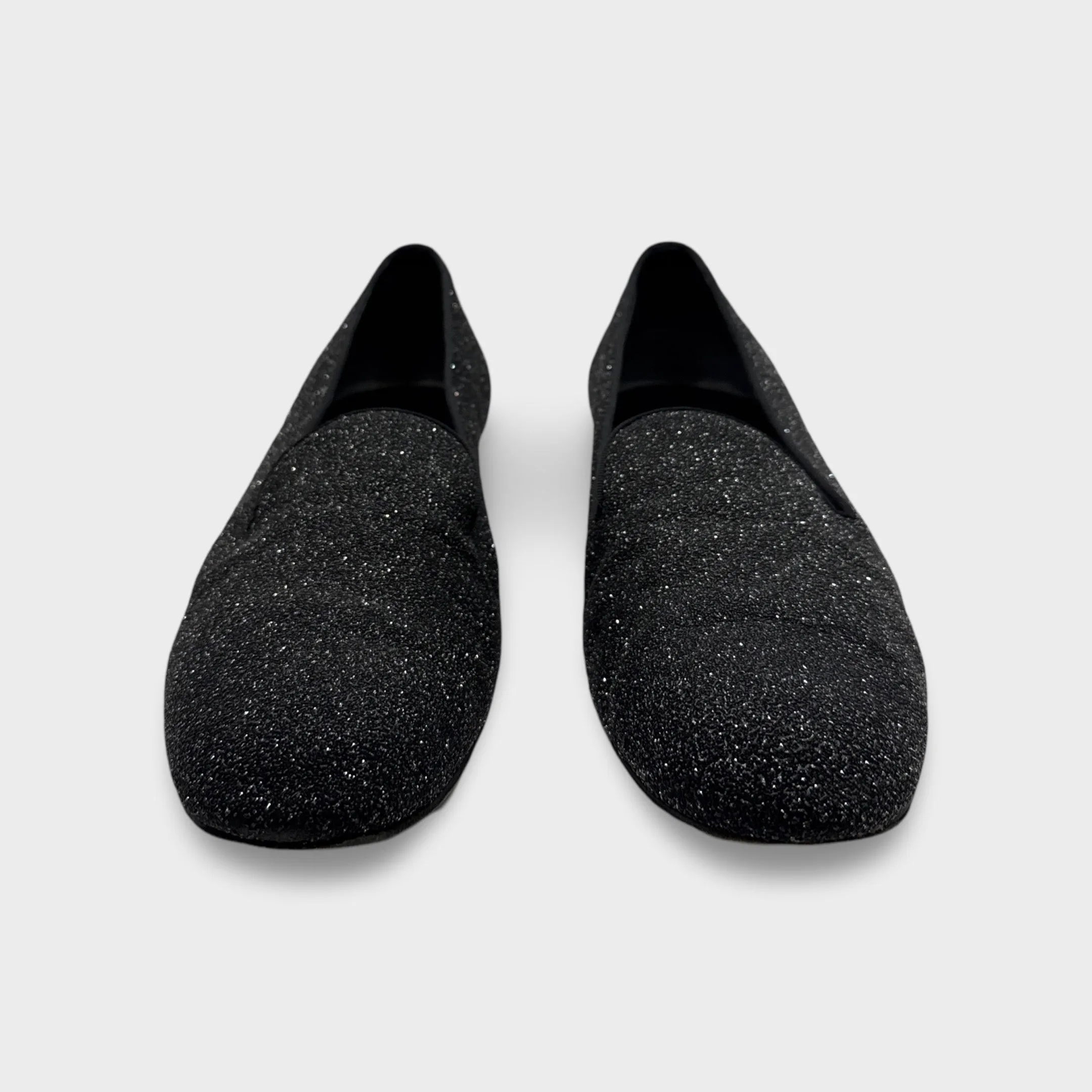 Saint Laurent Women's Black Glitter Loafers