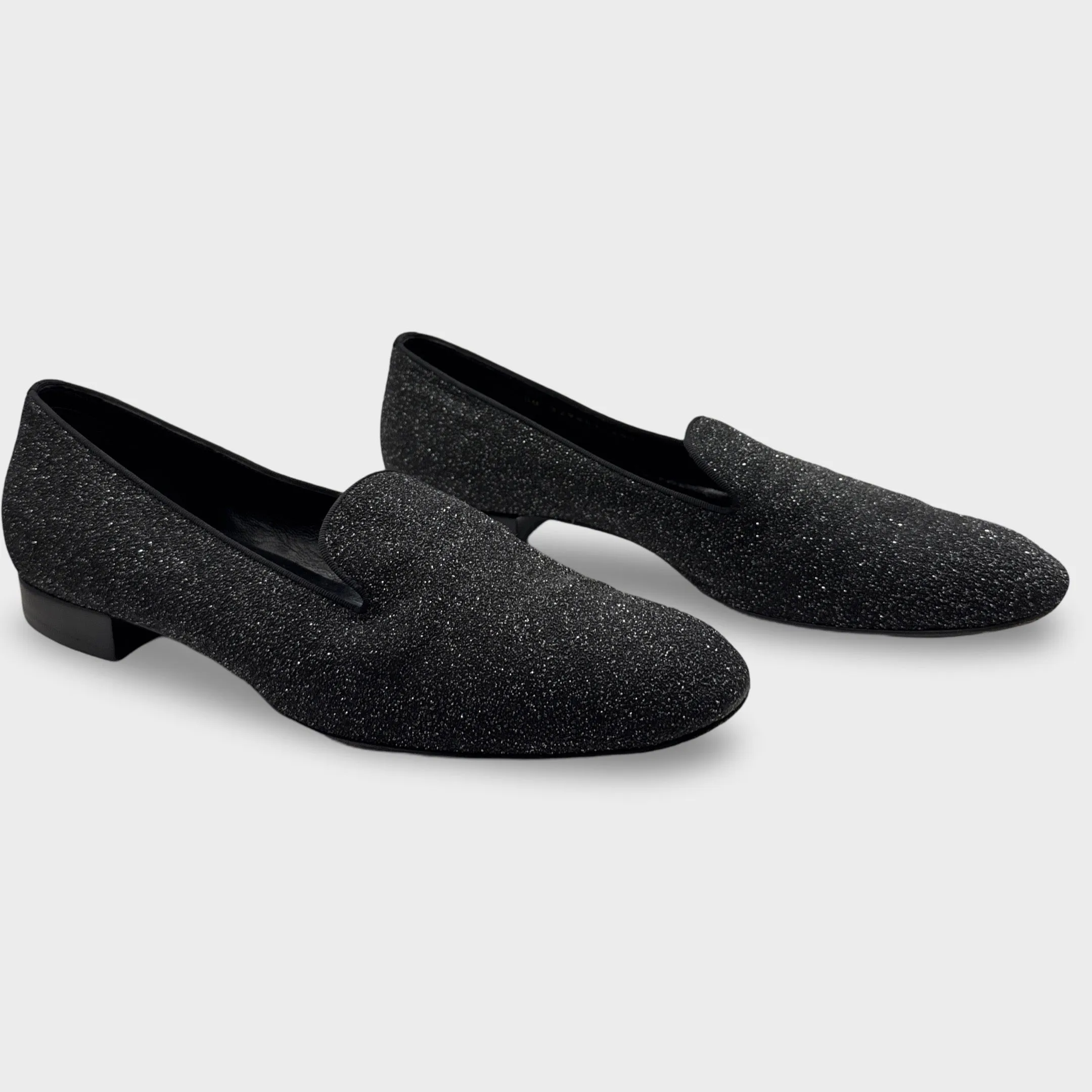 Saint Laurent Women's Black Glitter Loafers