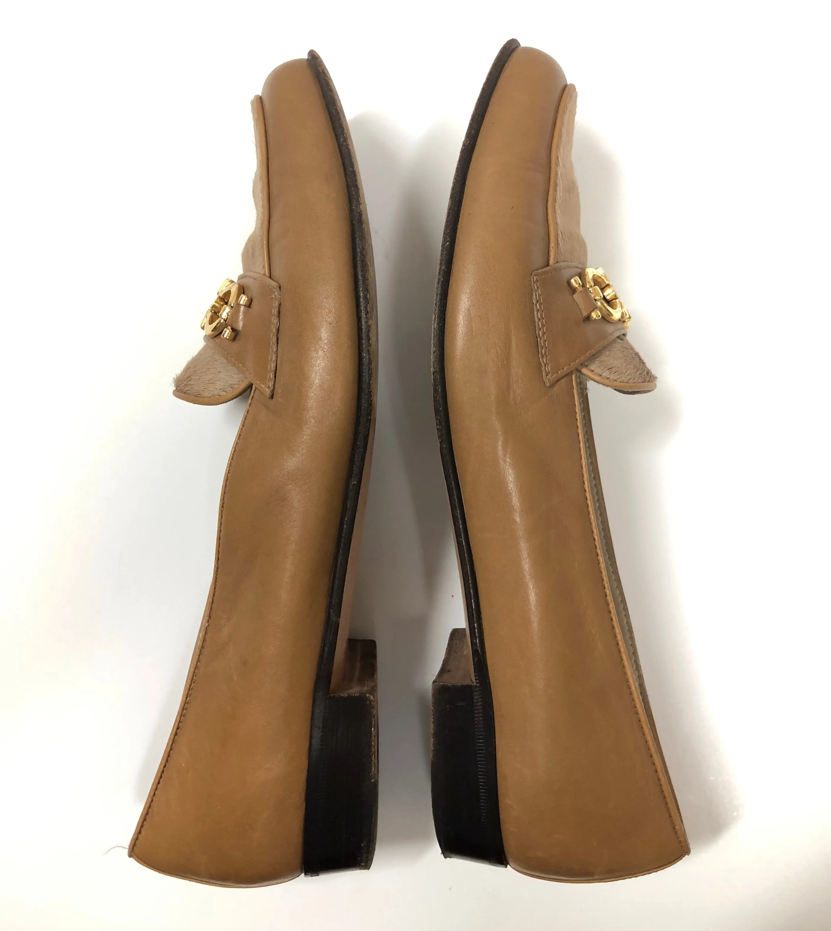 SALVATORE FERRAGAMO LEATHER PONY HAIR LOAFER SIZE 8.5 AA
