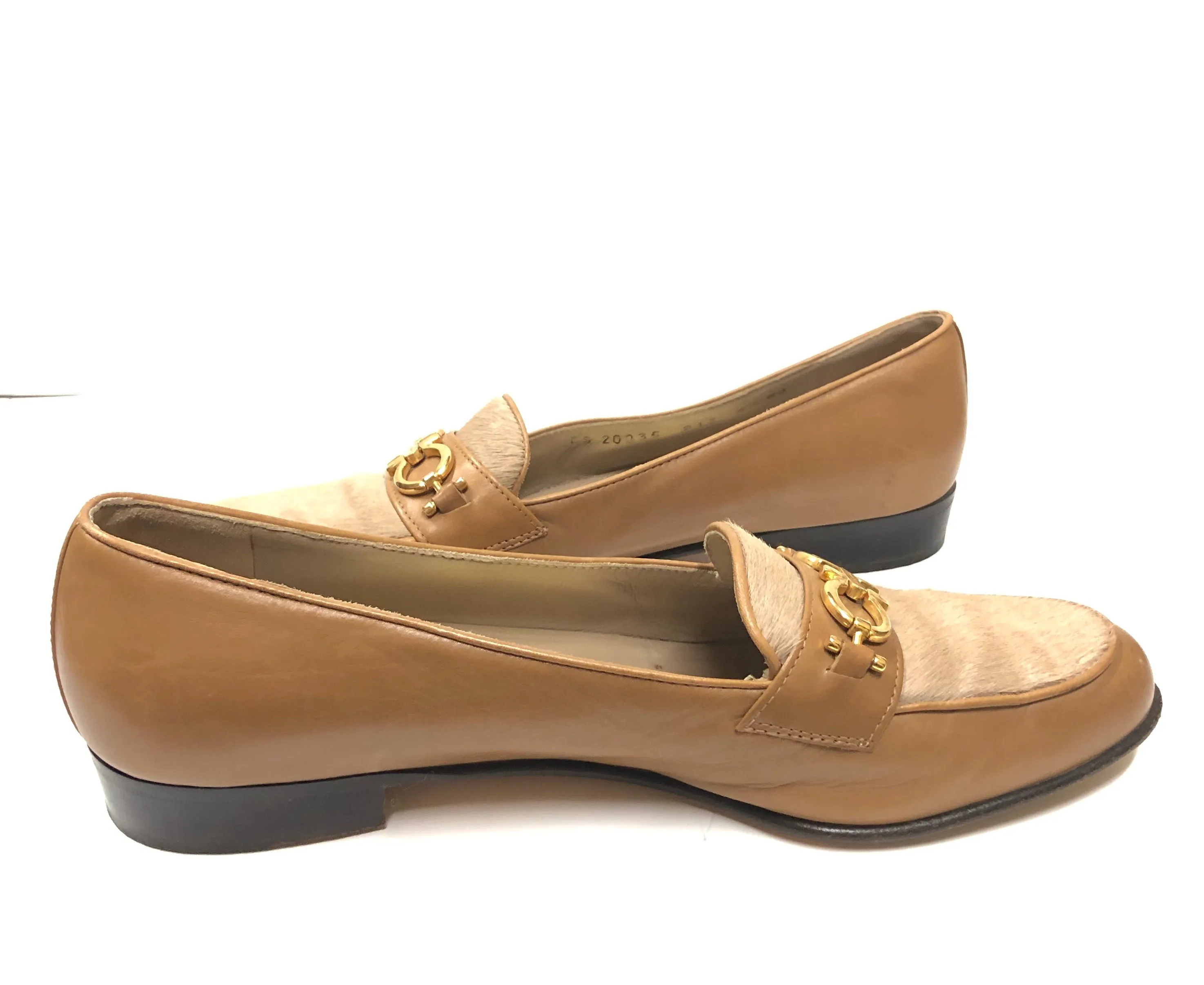 SALVATORE FERRAGAMO LEATHER PONY HAIR LOAFER SIZE 8.5 AA