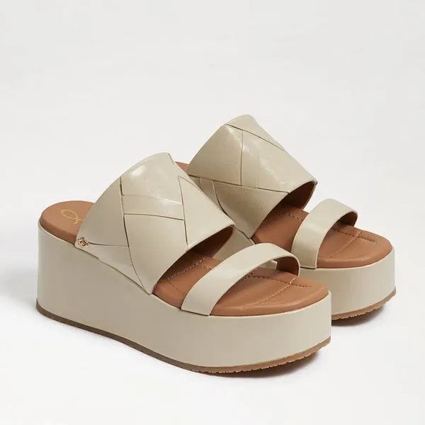 Sam Edelman Sasha Stone Slip On Open Toe Strappy Wedge Heel Platforms Sandals