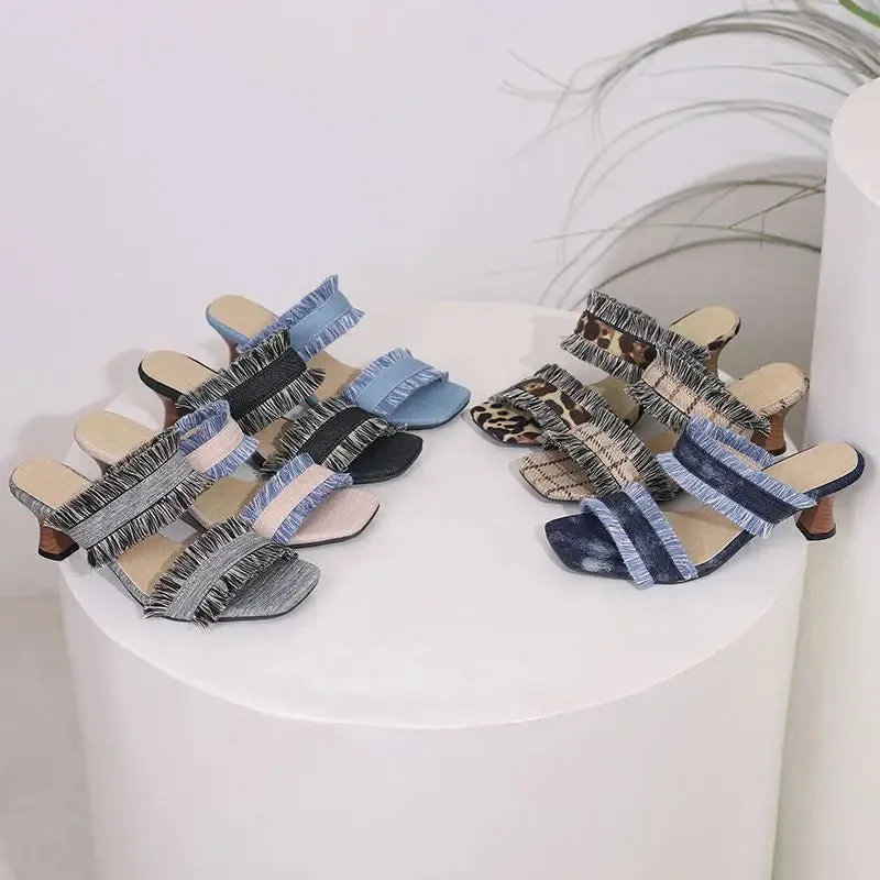 Sienna Tassel Fringe Mule Sandals