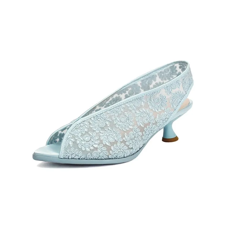 Silvie Elegant Lace Tulip Peep Toe Sandals