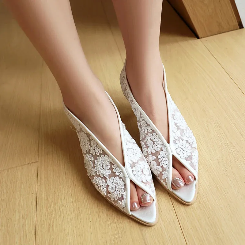 Silvie Elegant Lace Tulip Peep Toe Sandals