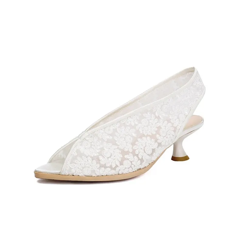 Silvie Elegant Lace Tulip Peep Toe Sandals