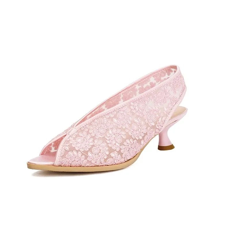 Silvie Elegant Lace Tulip Peep Toe Sandals