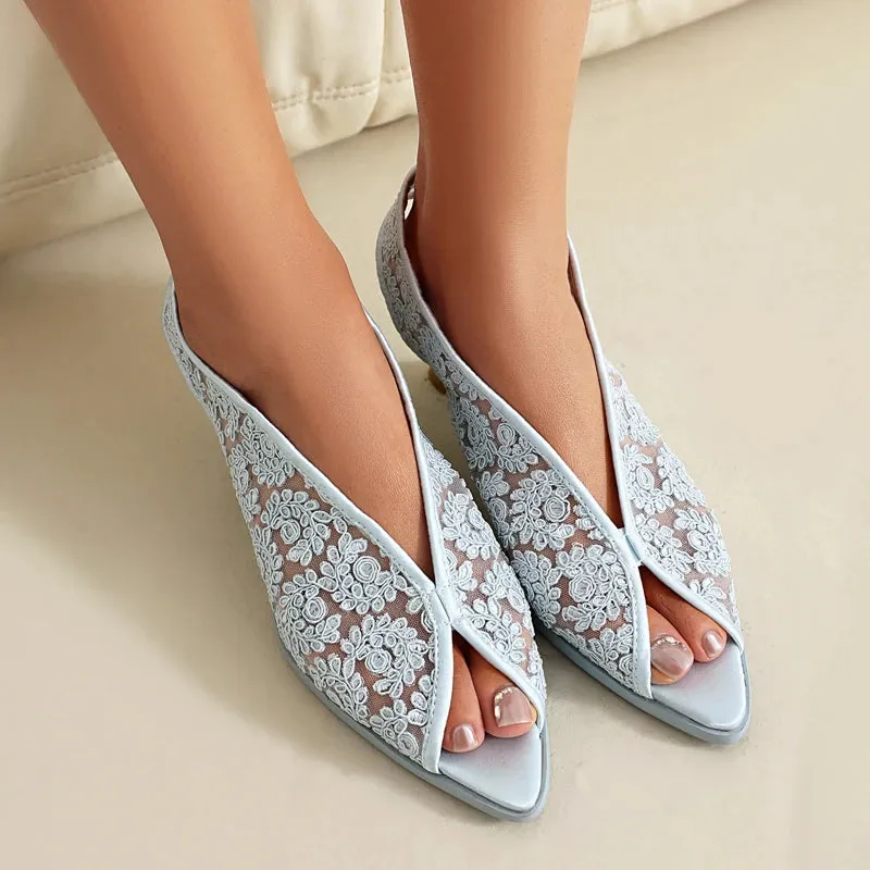 Silvie Elegant Lace Tulip Peep Toe Sandals