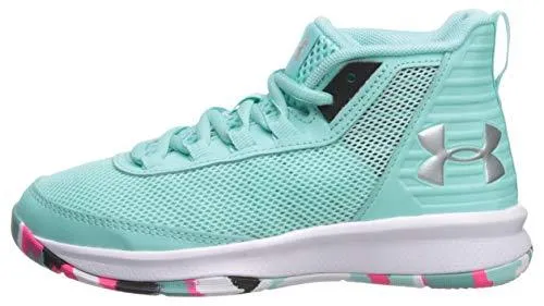 Under Armour Girls' Pre School Jet 2018 Basketball Shoe, Mermaid (300)/Black, 11K M US Little Kid