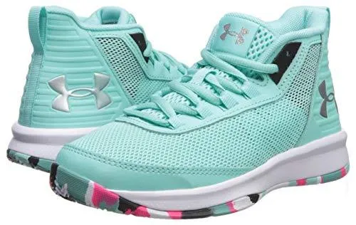 Under Armour Girls' Pre School Jet 2018 Basketball Shoe, Mermaid (300)/Black, 11K M US Little Kid