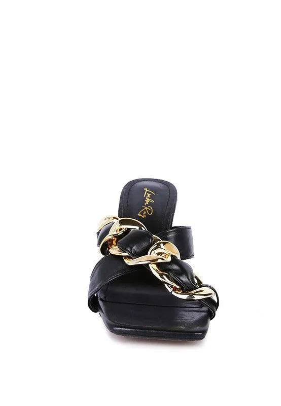 Wandy Clear Heel Chain Detail Sandals