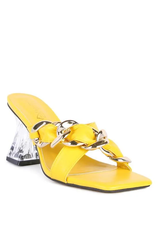 Wandy Clear Heel Chain Detail Sandals