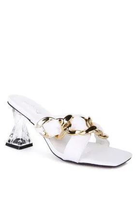 Wandy Clear Heel Chain Detail Sandals