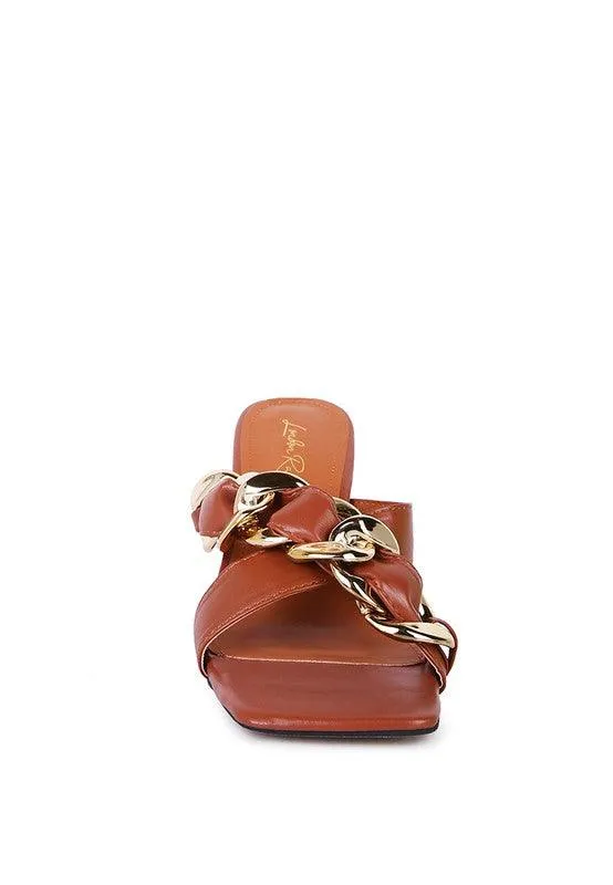 Wandy Clear Heel Chain Detail Sandals