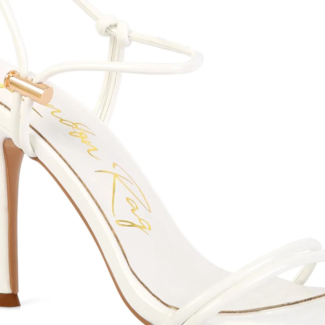 White High Porch Drawstring Band Heeled Sandals