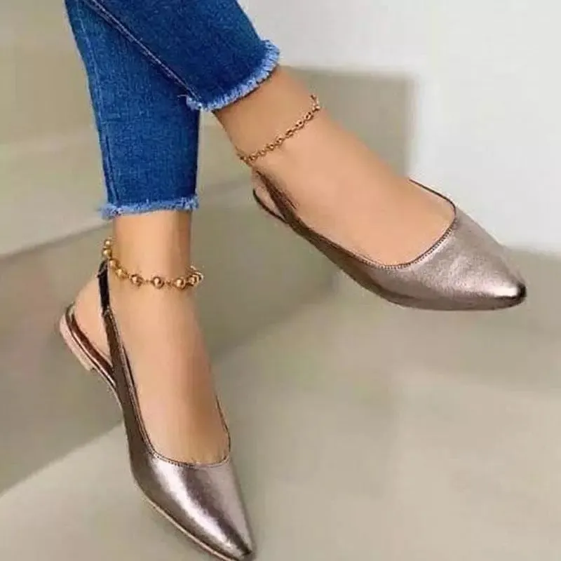 Women's flat closed pointed toe pumps | Slip on slingback flats shoes