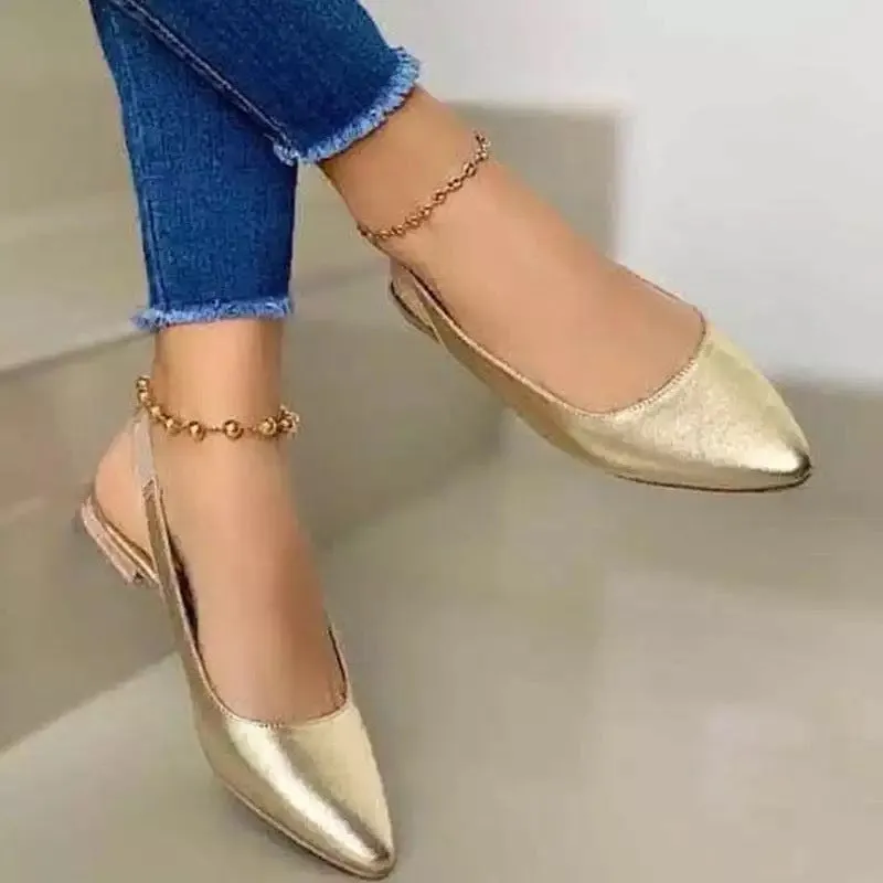 Women's flat closed pointed toe pumps | Slip on slingback flats shoes