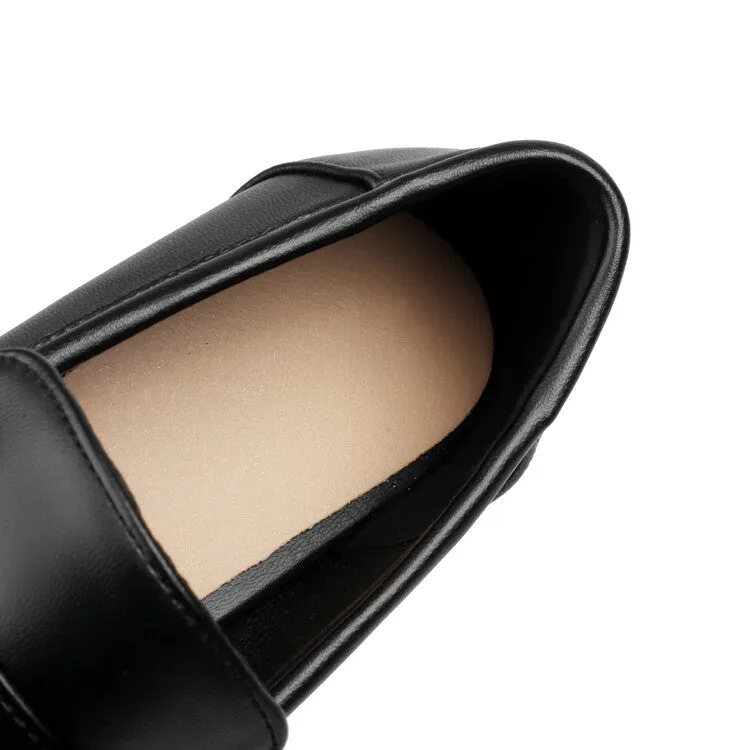 Women's Round Toe Low Heel Loafers Shoes