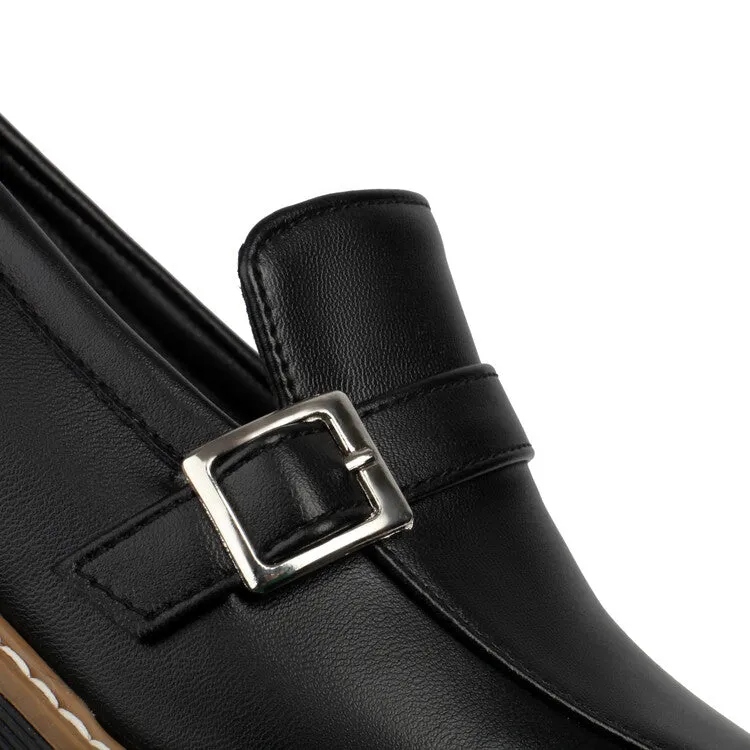 Women's Round Toe Low Heel Loafers Shoes