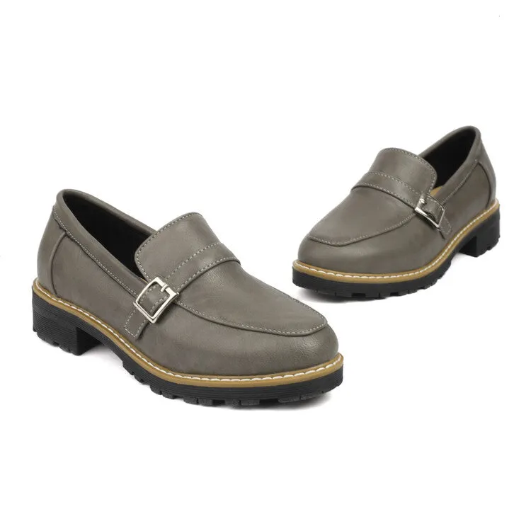Women's Round Toe Low Heel Loafers Shoes
