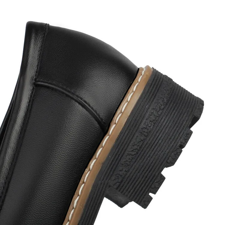 Women's Round Toe Low Heel Loafers Shoes
