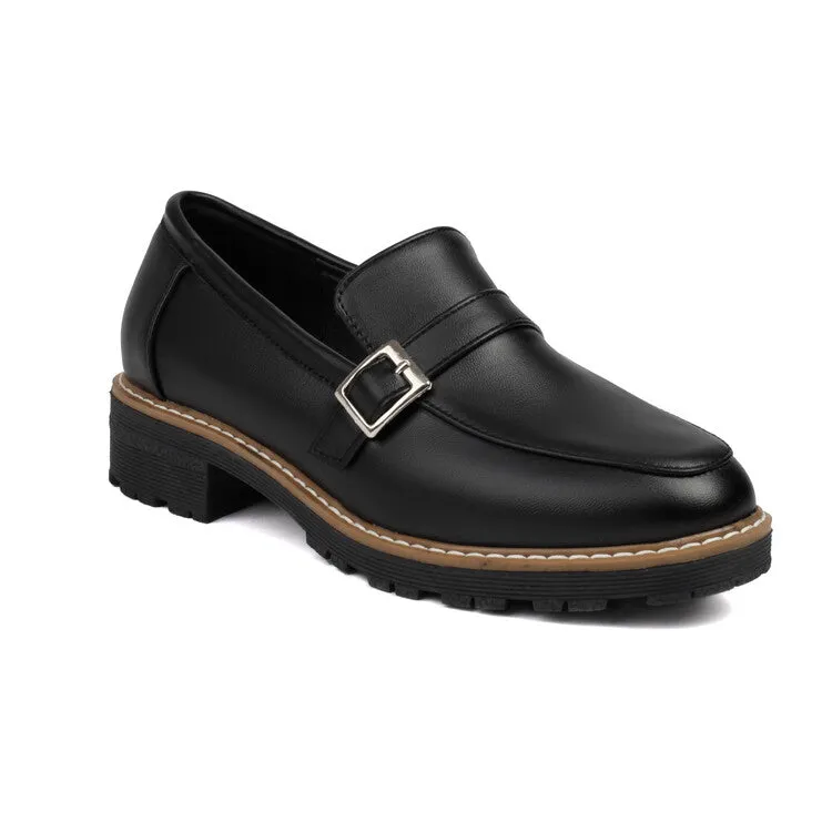 Women's Round Toe Low Heel Loafers Shoes