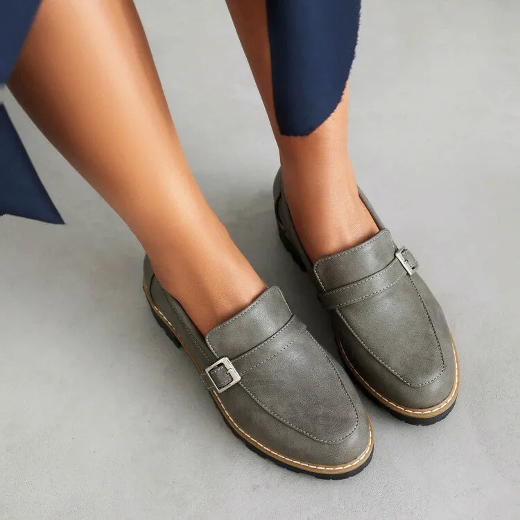 Women's Round Toe Low Heel Loafers Shoes