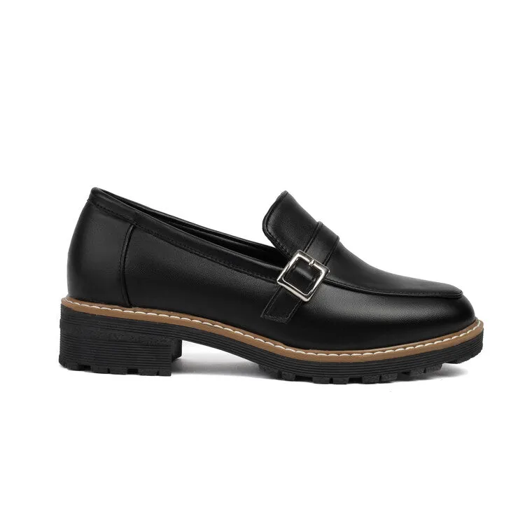 Women's Round Toe Low Heel Loafers Shoes