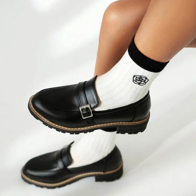 Women's Round Toe Low Heel Loafers Shoes