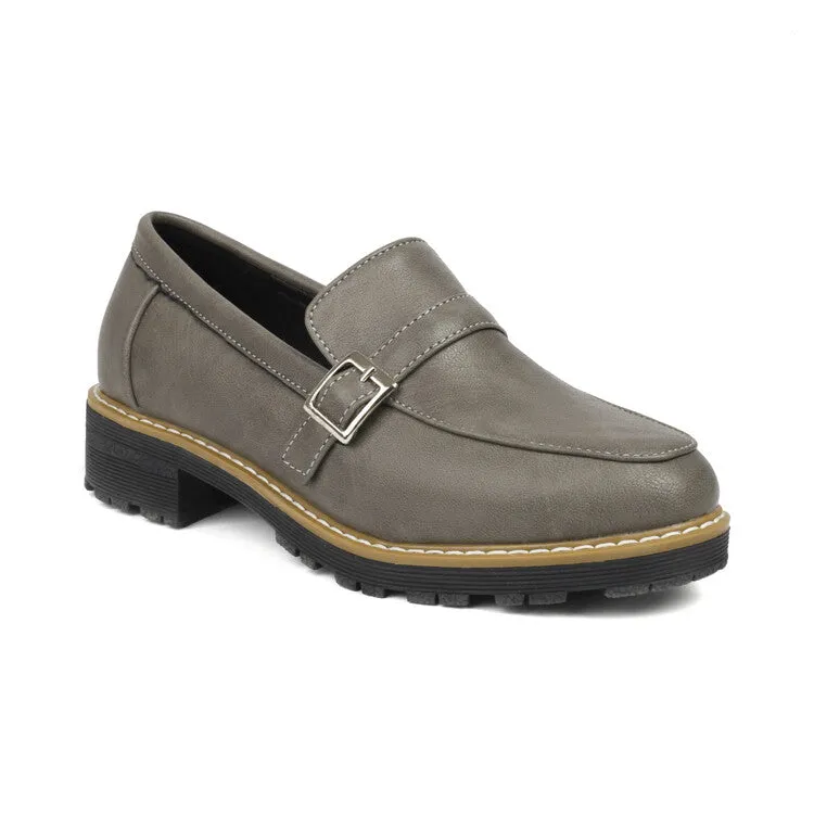 Women's Round Toe Low Heel Loafers Shoes