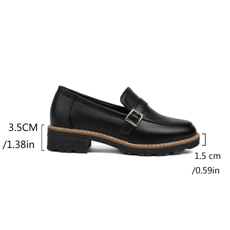 Women's Round Toe Low Heel Loafers Shoes