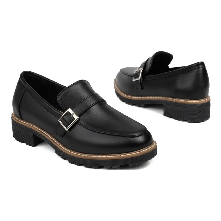Women's Round Toe Low Heel Loafers Shoes
